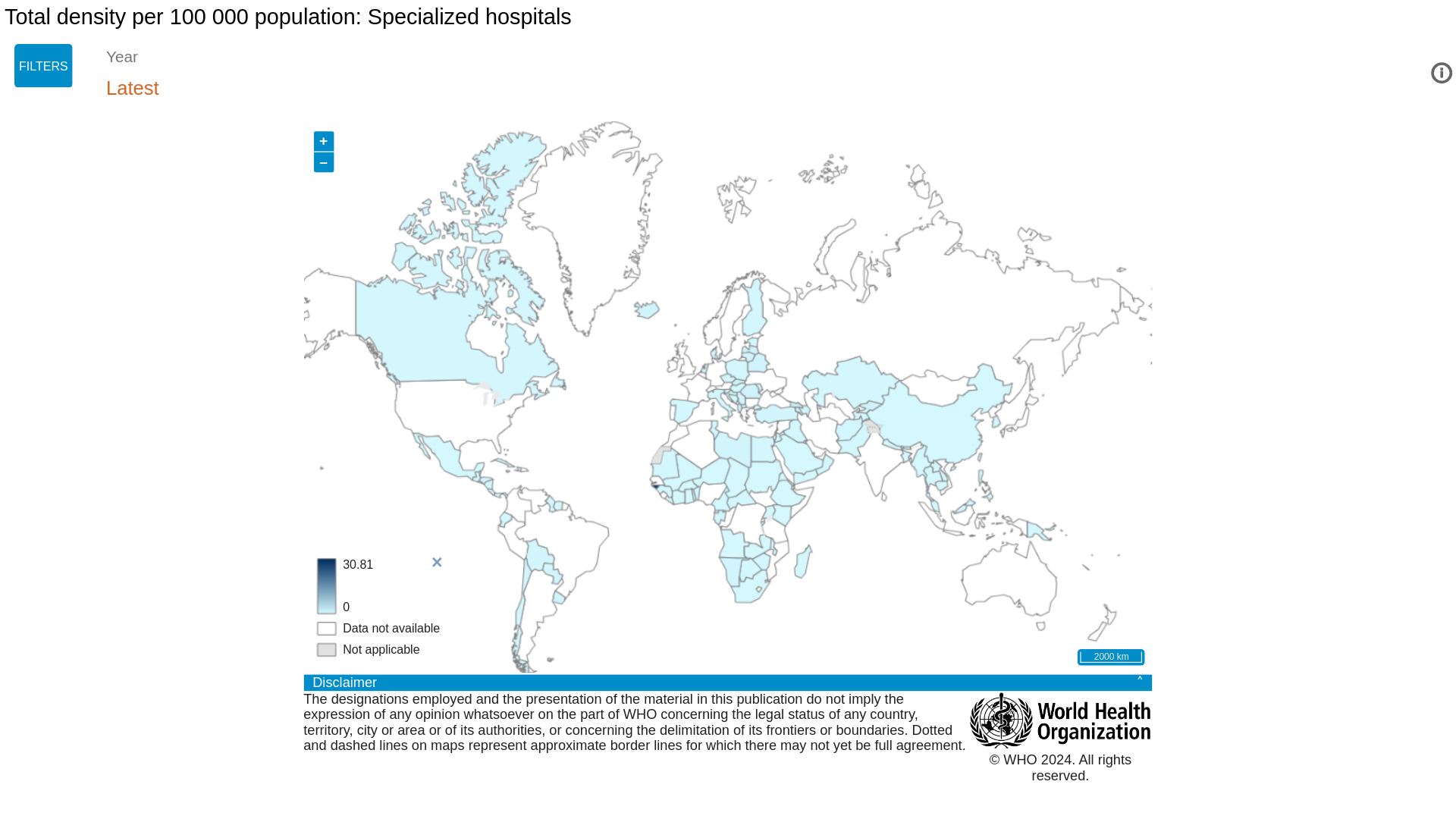 Total Density Per 100 000 Population Specialized Hospitals